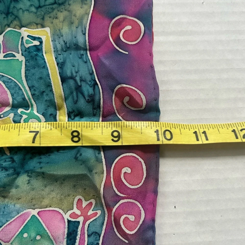 MSPCC Elegant multicoloured Silk The dye Scarf 10”x 25”. - Picture 6 of 6